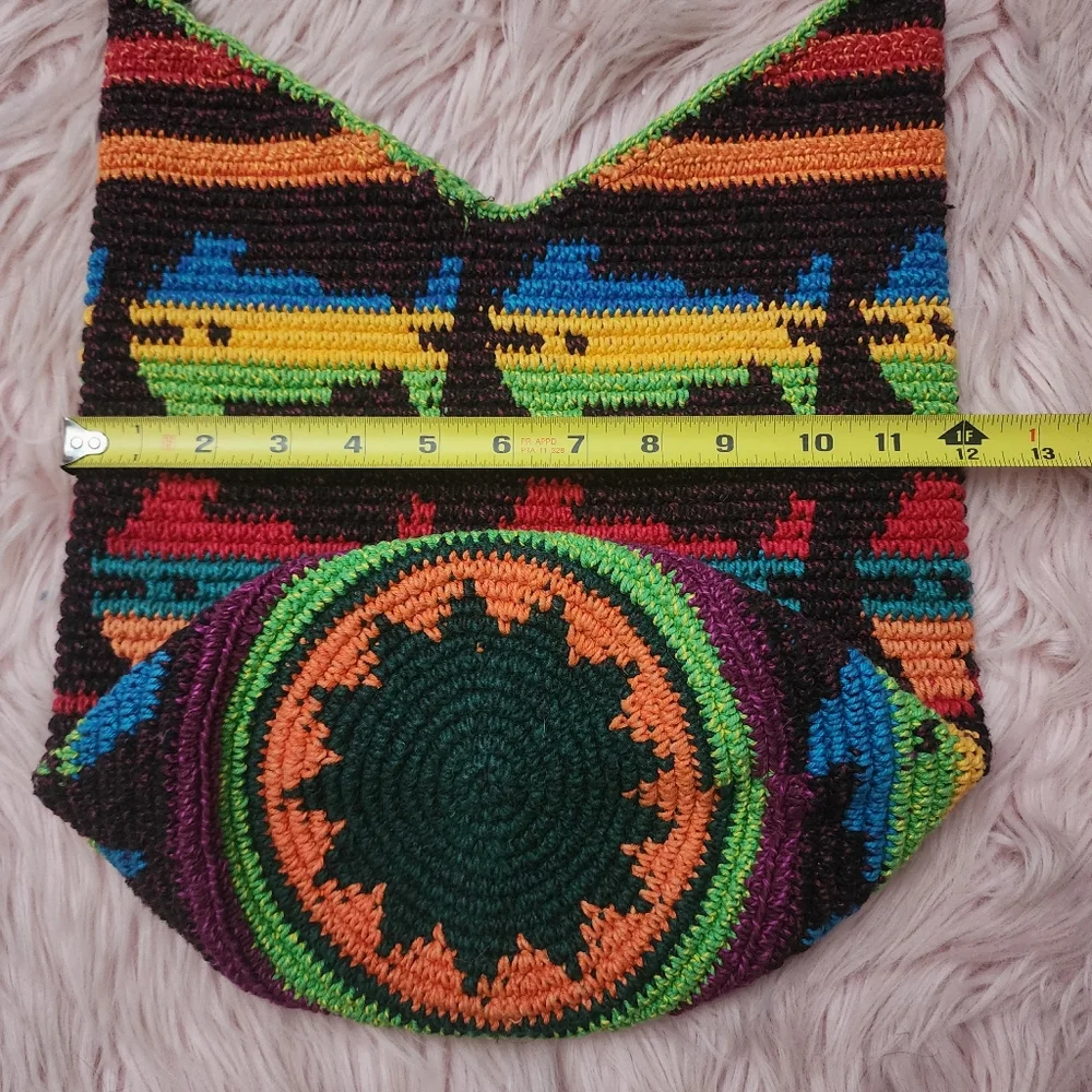 Wayuu Mochila woven fish Shark zip top bucket bag